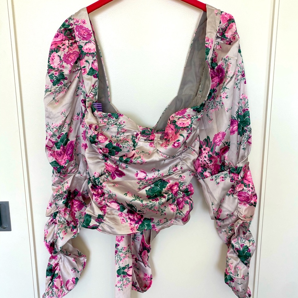 Floral long Sleeve Silk Top